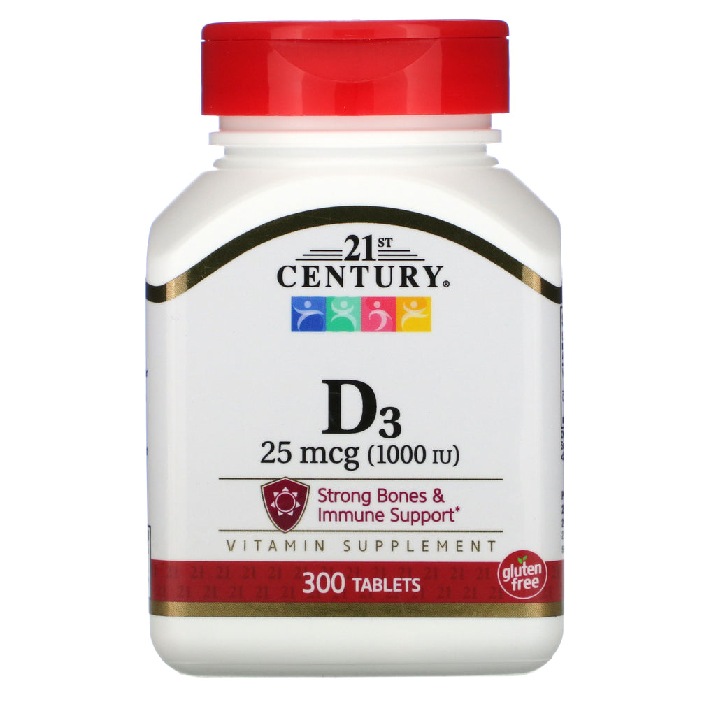 21st Century, Vitamin D3, 25 mcg (1,000 IU), 300 Tablets