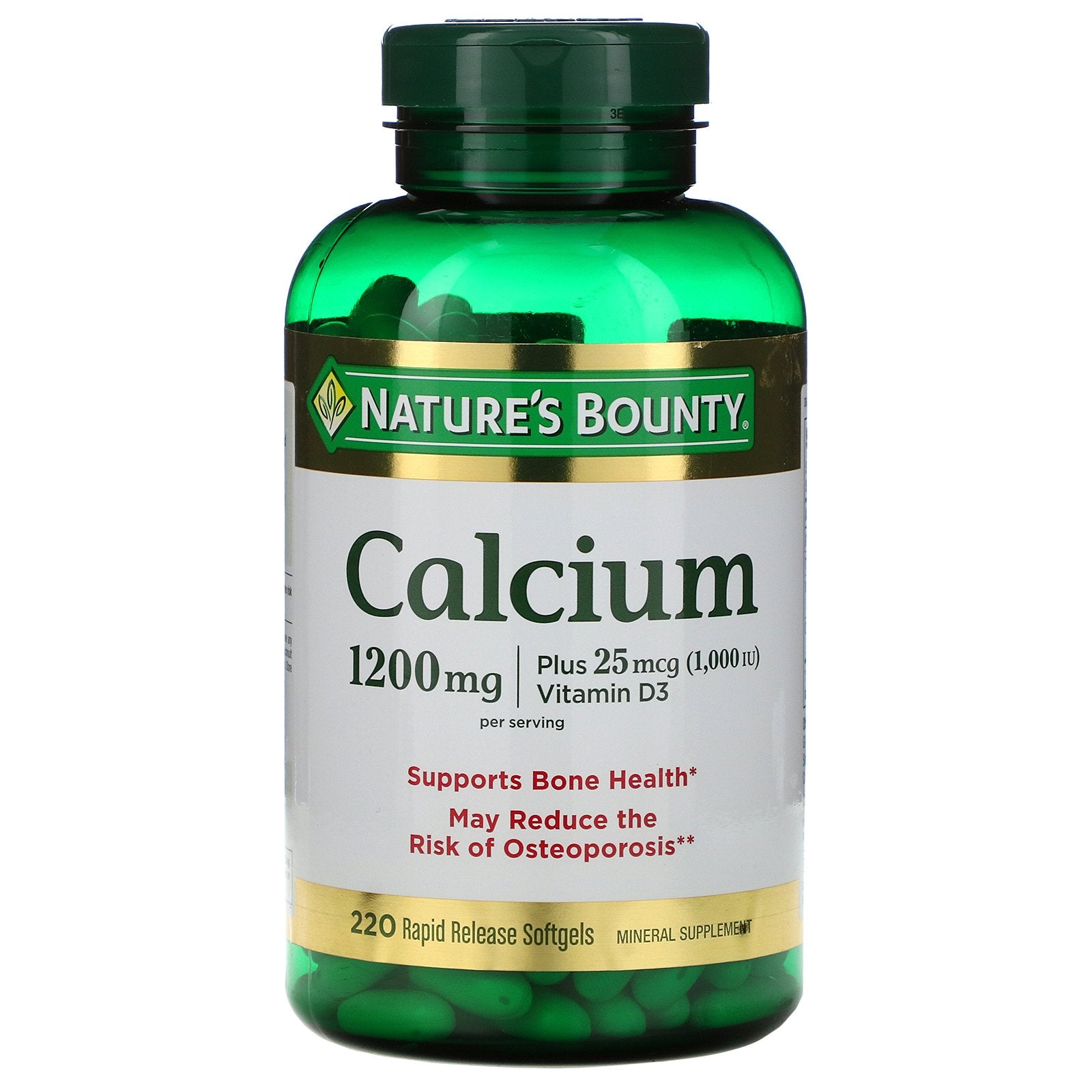 Nature's Bounty, Calcium Plus Vitamin D3, 1,200 mg, 220 Rapid Release Softgels