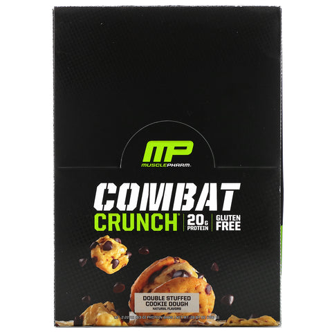 MusclePharm, Combat Crunch Protein Bars, Double Stuffed Cookie Dough, 12 Bars, 2.22 oz (63 g) Each