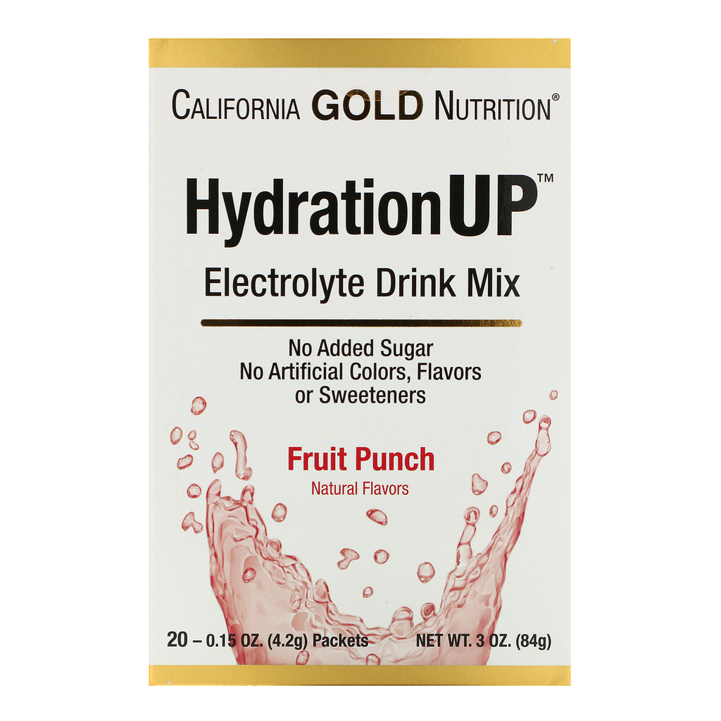 California Gold Nutrition, HydrationUP, Electrolyte Drink Mix, Fruit Punch, 20 Packets, 0.15 oz (4.2 g) Each