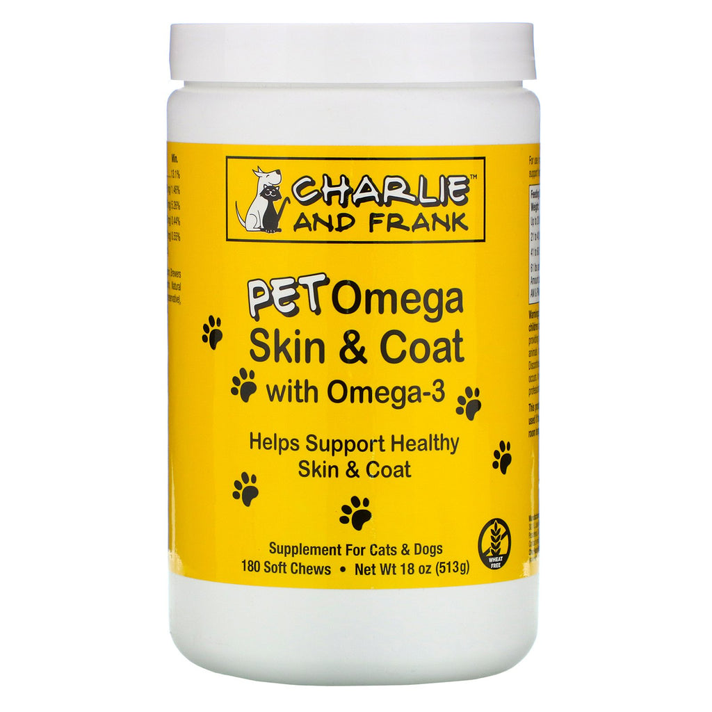 Charlie & Frank, Pet Omega Skin & Coat with Omega-3, For Cats & Dogs, 180 Soft Chews