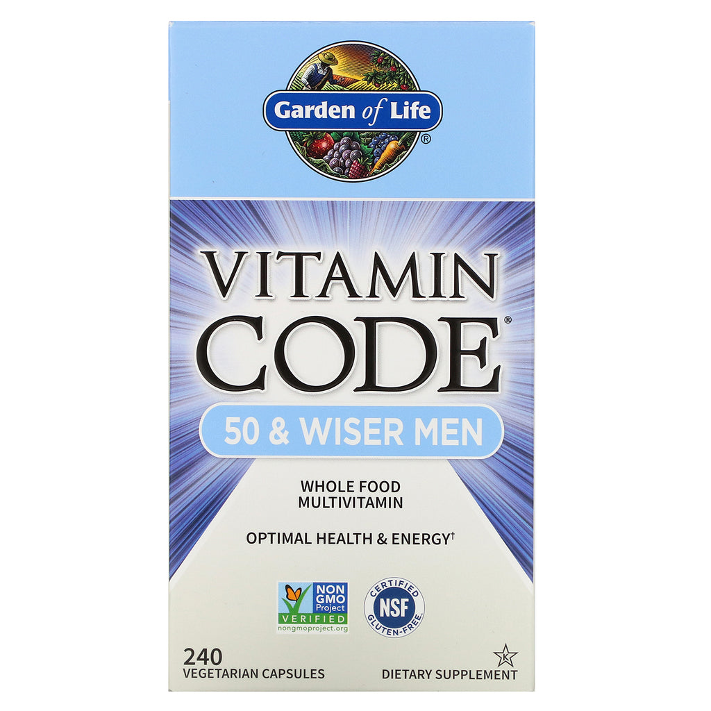 Garden of Life, Vitamin Code, 50 & Wiser Men, Whole Food Multivitamin, 240 Vegetarian Capsules