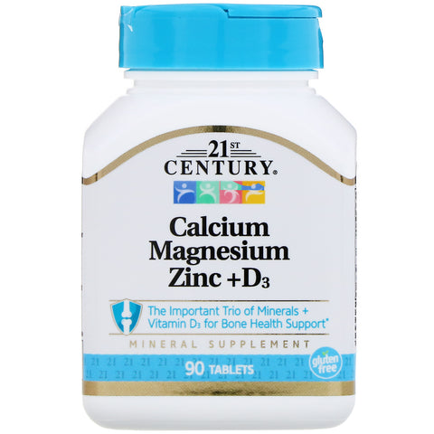 21st Century, Calcium Magnesium Zinc + D3, 90 Tablets