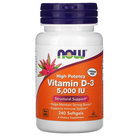 Now Foods, High Potency Vitamin D-3, 5,000 IU, 240 Softgels