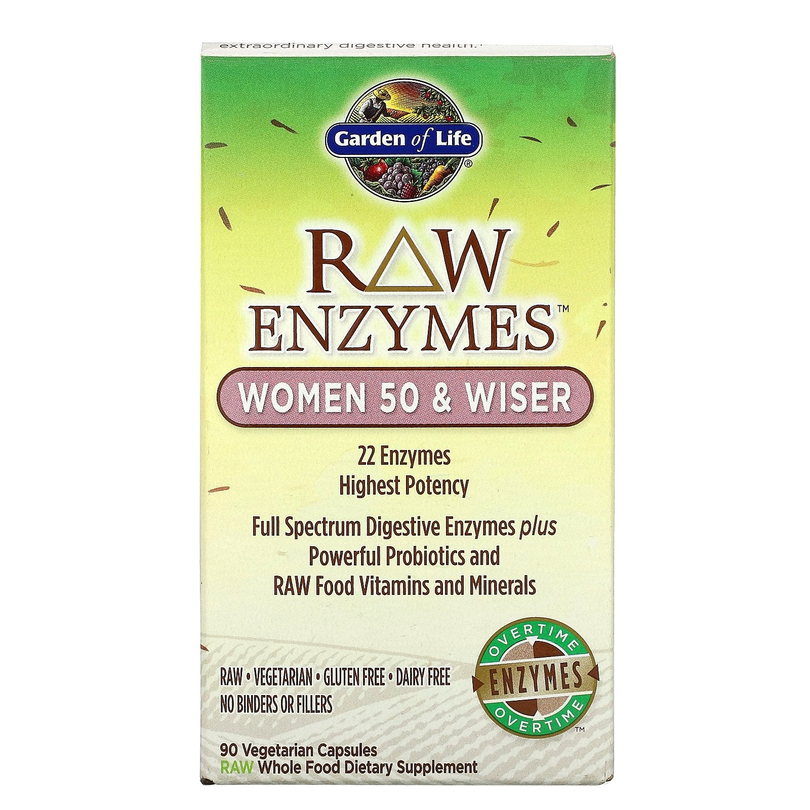 Garden of Life, RAW Enzymes, Women 50 & Wiser, 90 Vegetarian Capsules