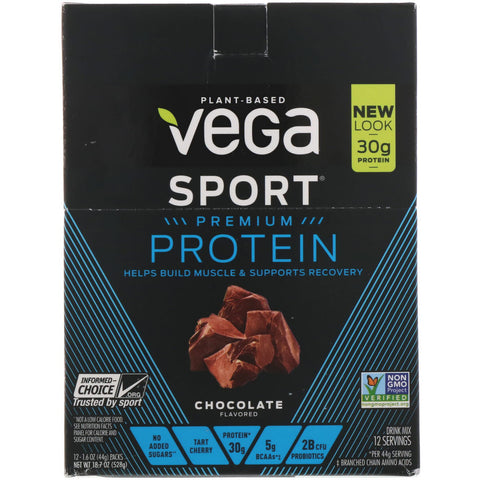 Vega, Protein, Chocolate, 12 Pack, 1.6 oz (44 g) Each