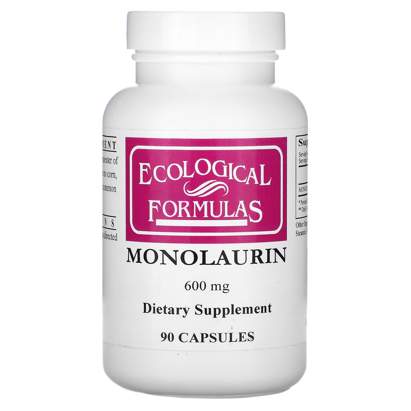 Ecological Formulas, Monolaurin, 600 mg, 90 Capsules