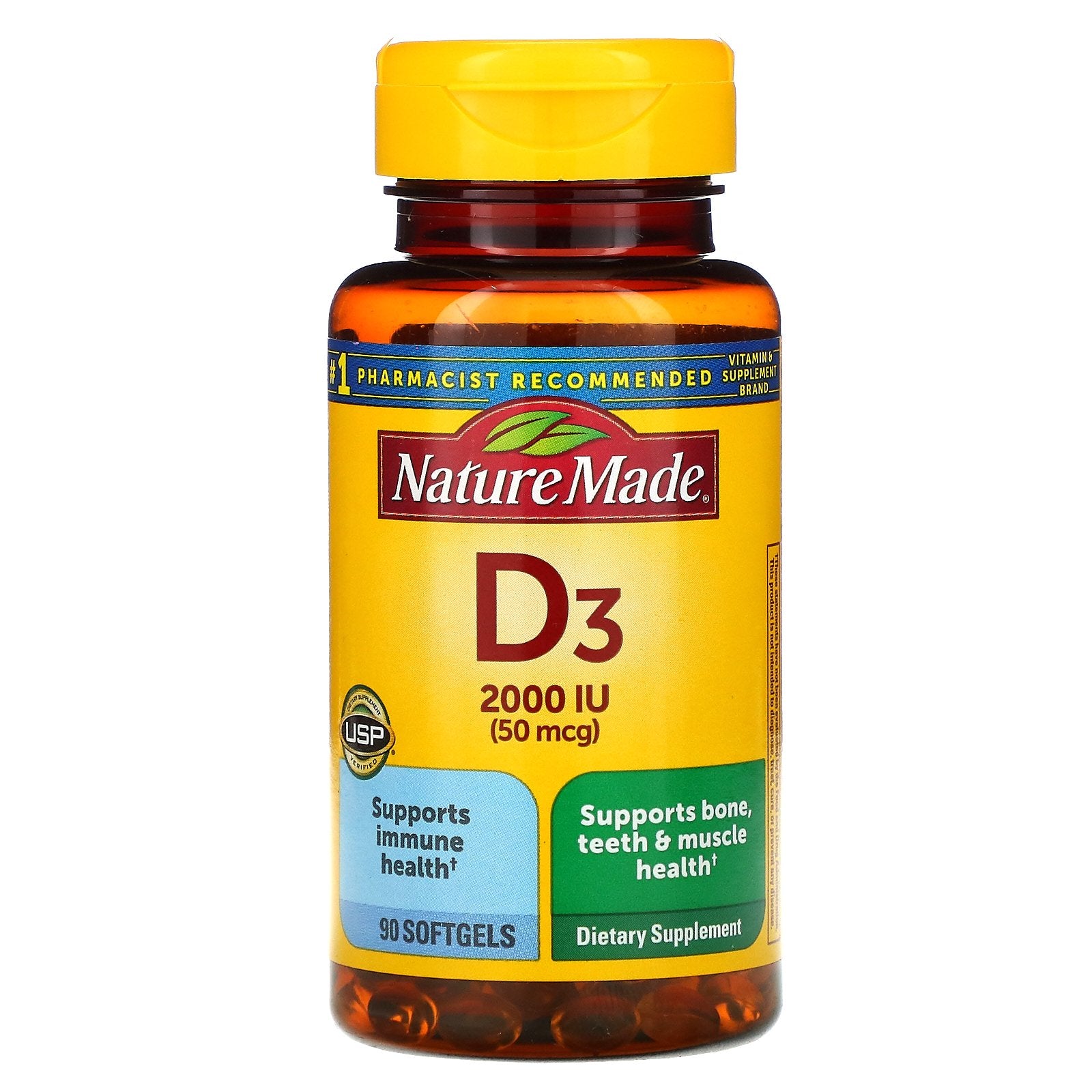 Nature Made, Vitamin D3, 2,000 IU (50 mcg), 90 Softgels