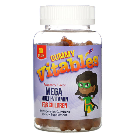 Vitables, Gummy Mega Multivitamin for Children, No Gelatin, Raspberry Flavor, 60 Vegetarian Gummies