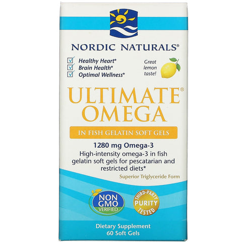 Nordic Naturals, Ultimate Omega, Lemon, 1,280 mg, 60 Soft Gels