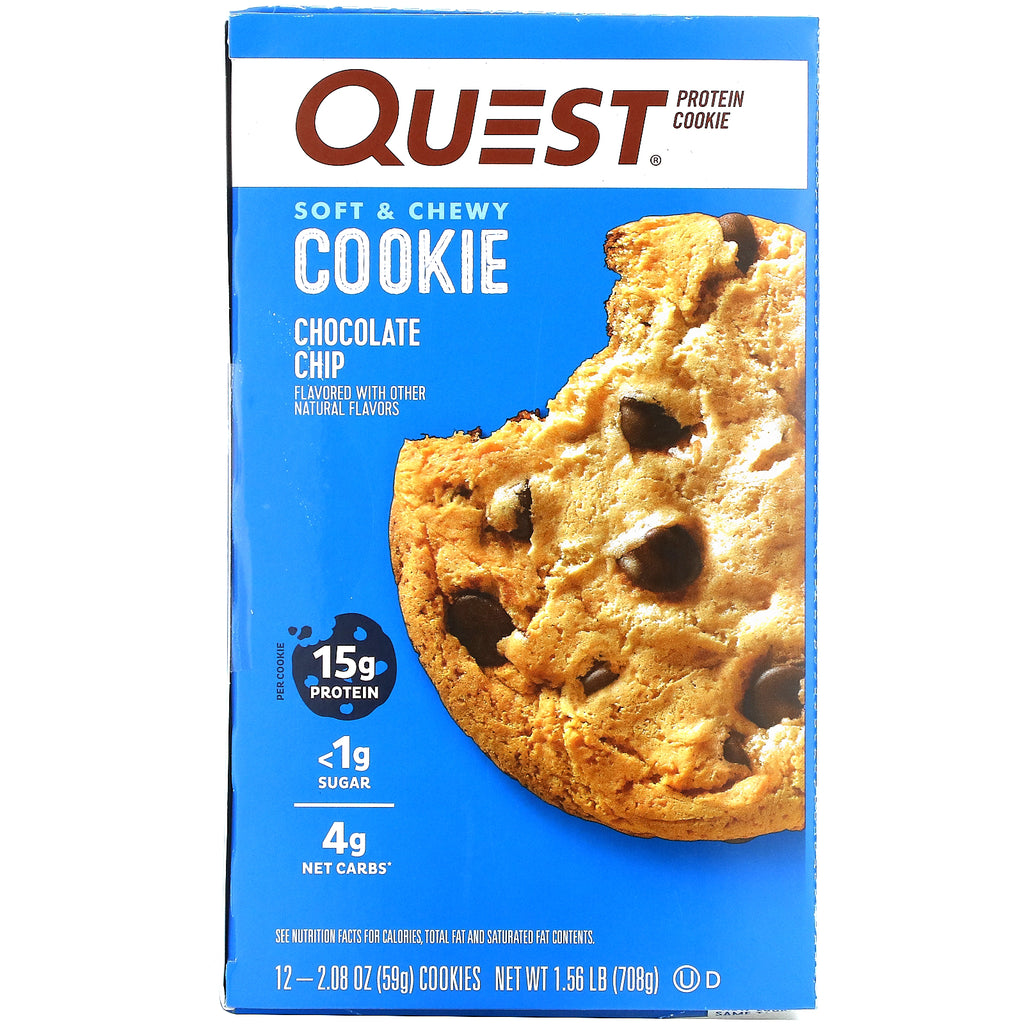 Quest Nutrition, Protein Cookie, Chocolate Chip, 12 Pack, 2.08 oz (59 g) Each