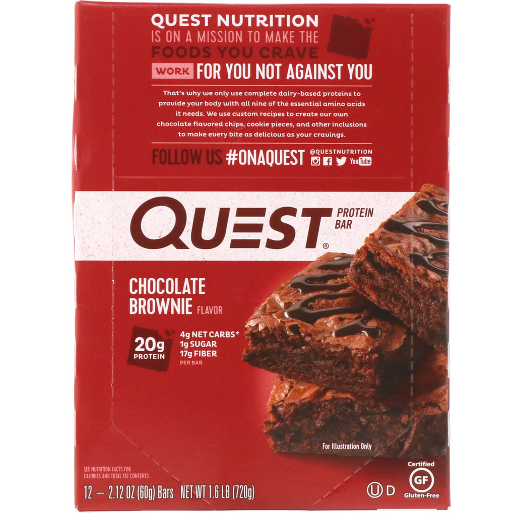 Quest Nutrition, Protein Bar, Chocolate Brownie, 12 Bars, 2.12 oz (60 g) Each