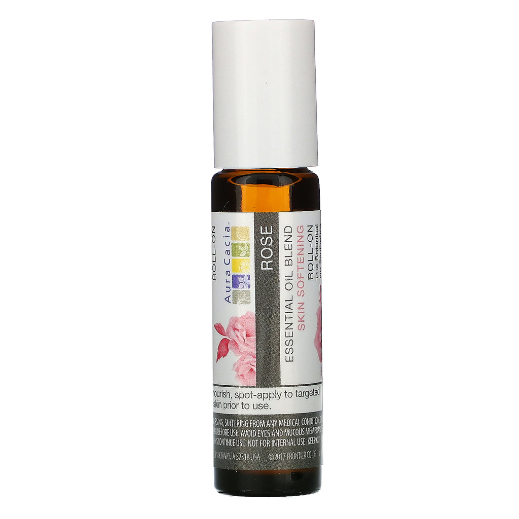 Aura Cacia, Essential Oil Blend, Skin Softening Roll-On, Rose, .31 fl oz (9.2 ml)