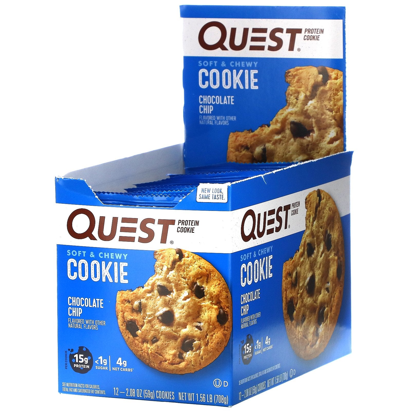 Quest Nutrition, Protein Cookie, Chocolate Chip, 12 Pack, 2.08 oz (59 g) Each