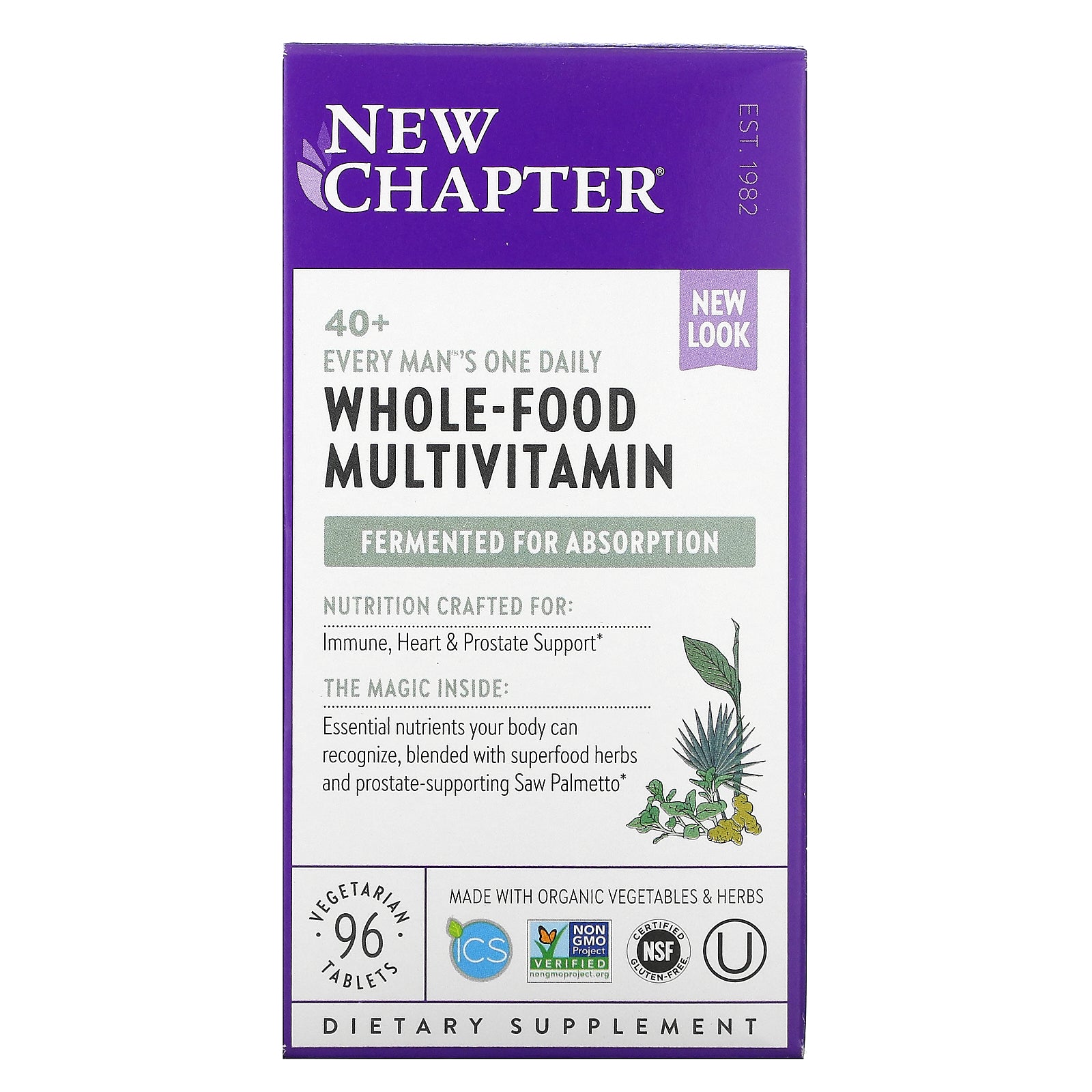 New Chapter, 40+ Every Man's One Daily, Whole-Food Multivitamin, 96 Vegetarian Tablets