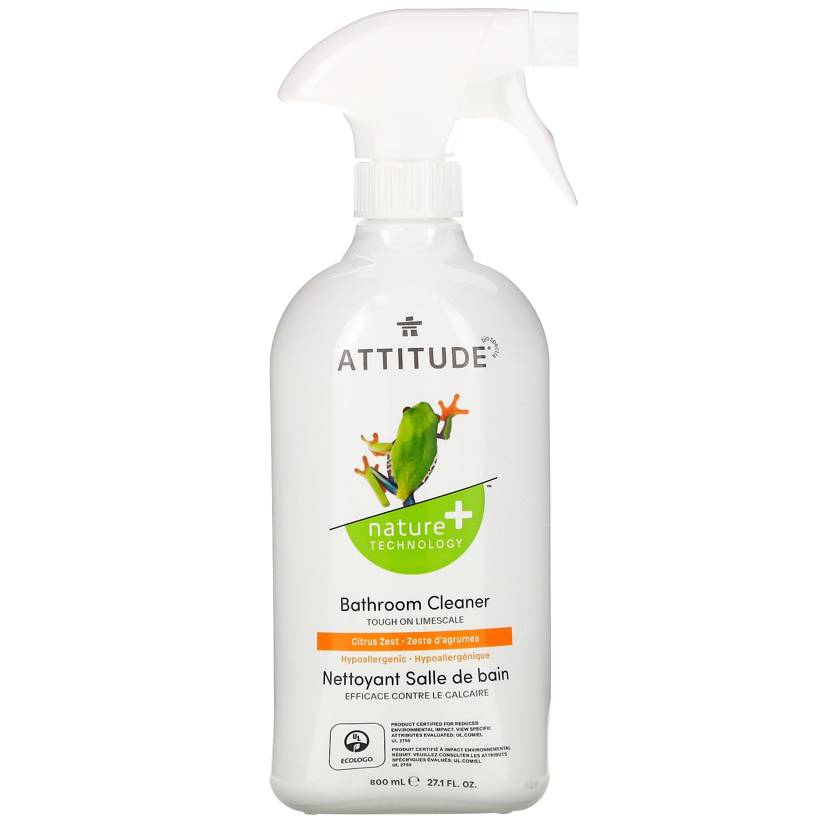 ATTITUDE, Bathroom Cleaner, Citrus Zest, 27.1 fl oz (800 ml)