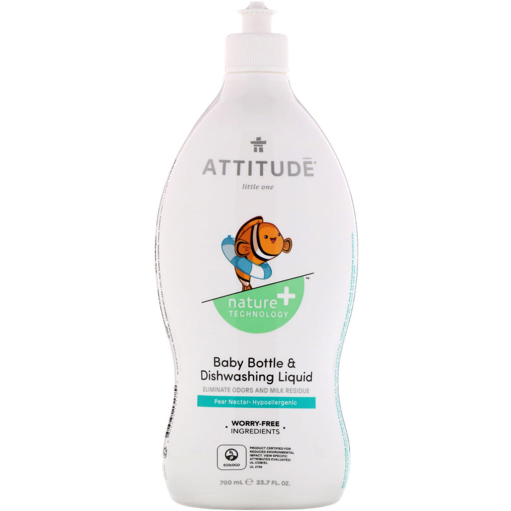 ATTITUDE, Little One, Baby Bottle & Dishwashing Liquid, Pear Nectar, 23.7 fl oz (700 ml)