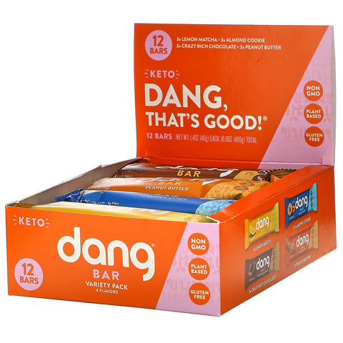 Dang, Keto Bar Variety Pack,  12 Bars, 1.4 oz (40 g) Each