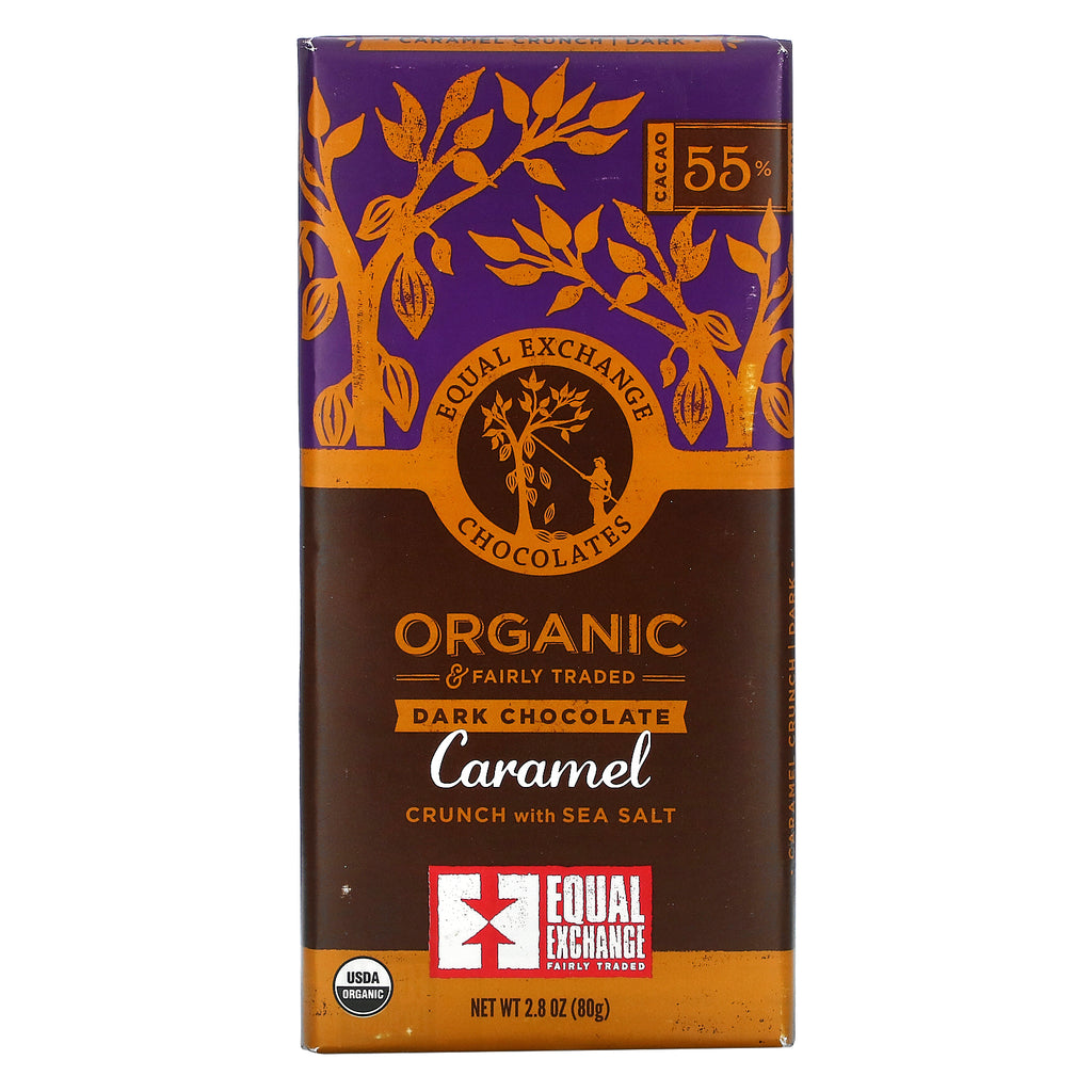 Equal Exchange, Organic, Dark Chocolate, Caramel Crunch with Sea Salt, 55% Cacao, 2.8 oz (80 g)