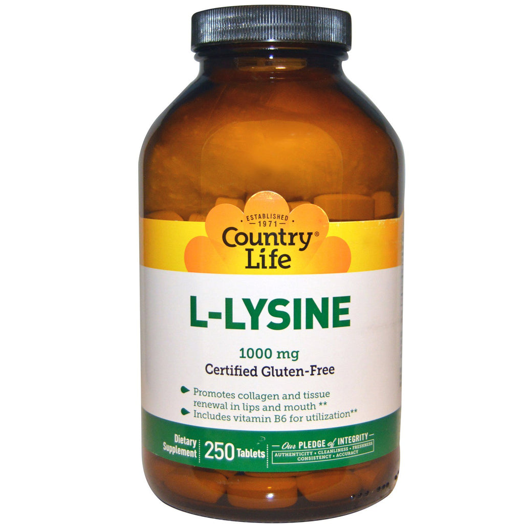 Country Life, L-Lysine, 1000 mg, 250 Tablets