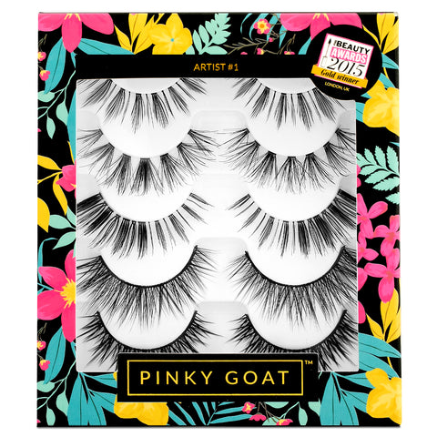 Pinky Goat, Artist #1, Silk False Eyelashes, 5 Pack