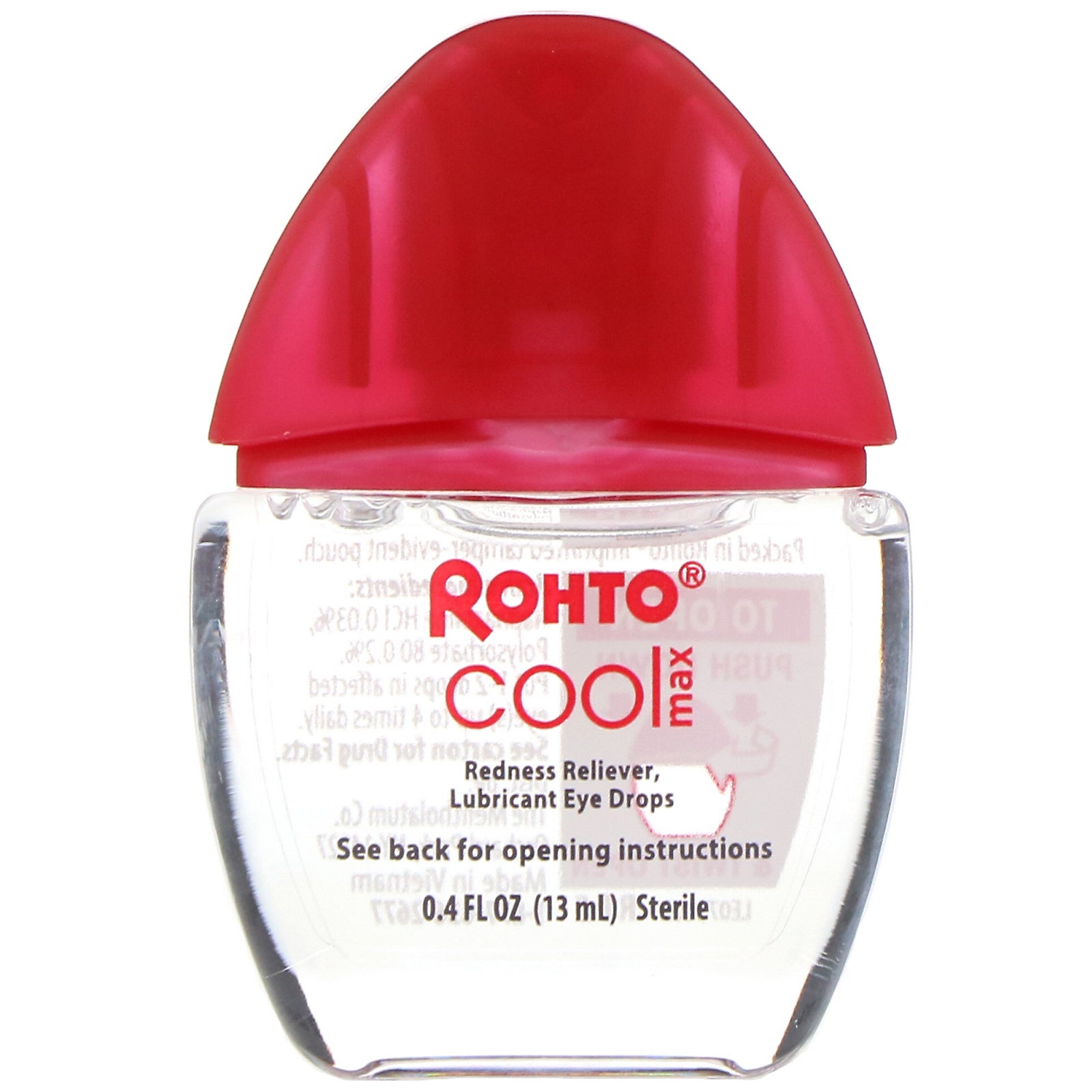 Rohto, Cooling Eye Drops, Max Strength Redness Relief, 0.4 fl oz (13 ml)