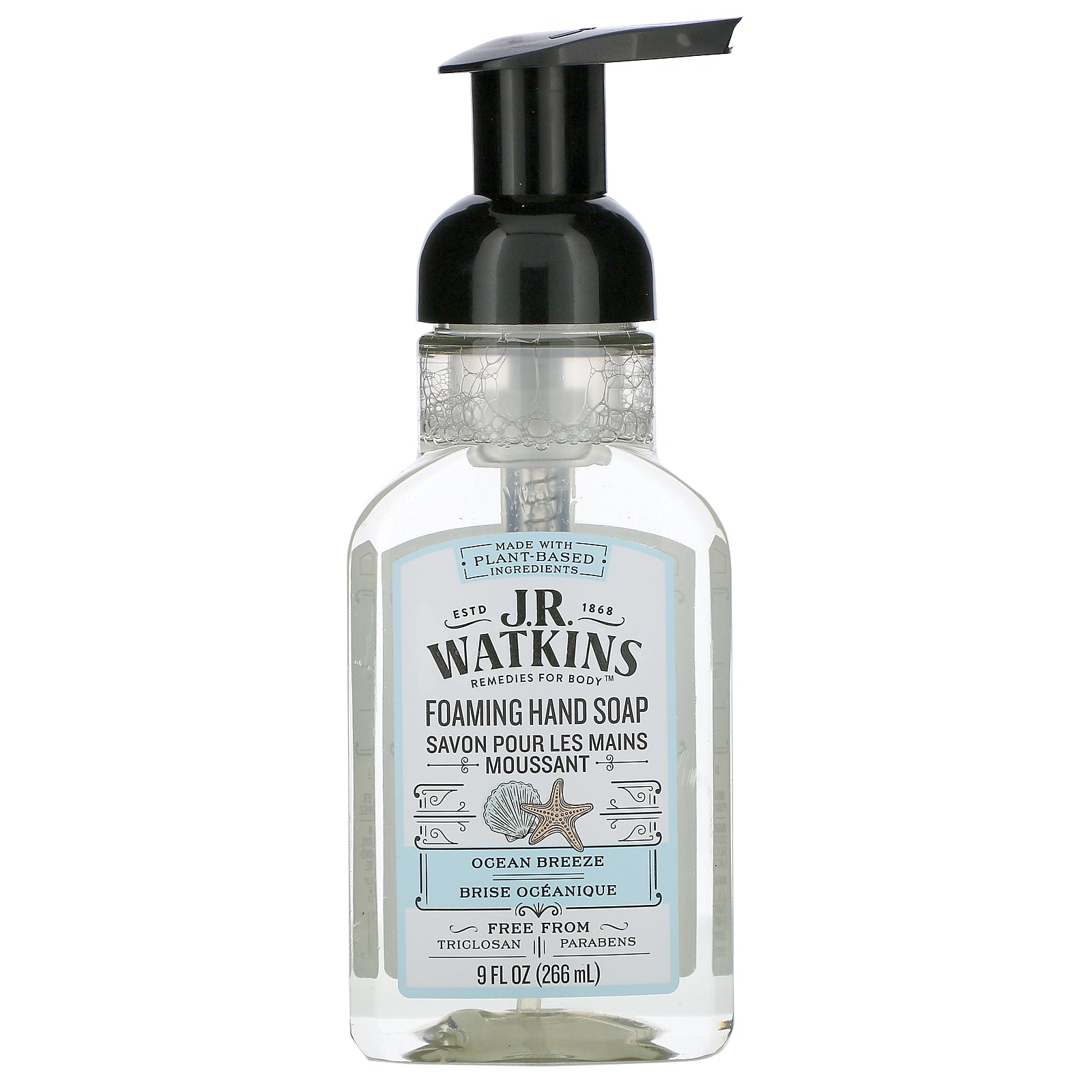 J R Watkins, Foaming Hand Soap, Ocean Breeze, 9 fl oz (266 ml)