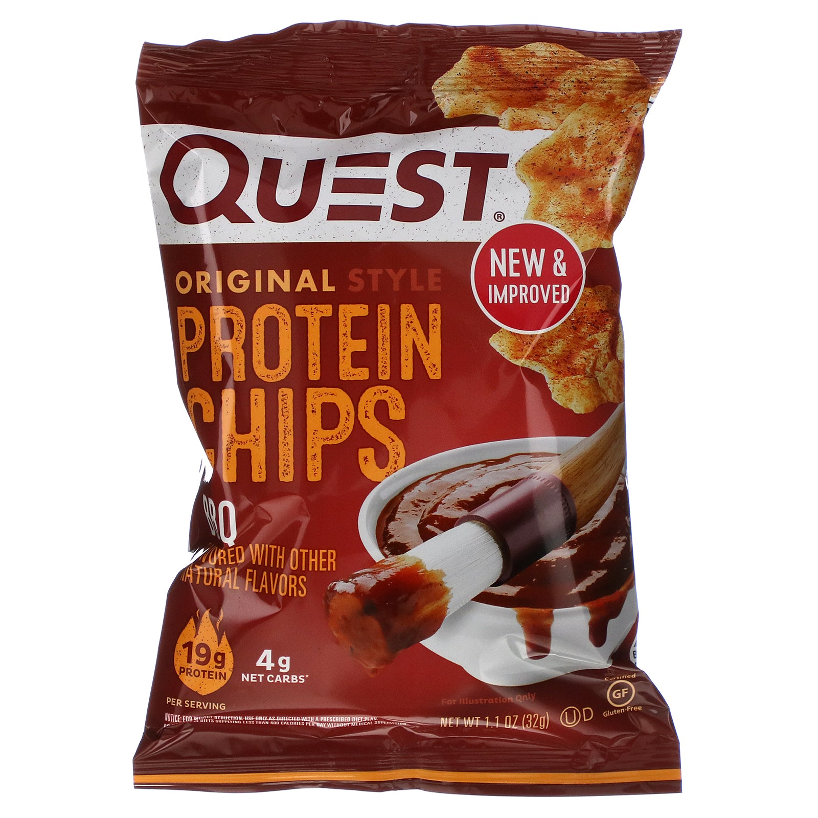 Quest Nutrition, Original Style Protein Chips, BBQ,  12 Pack, 1.1 oz (32 g) Each