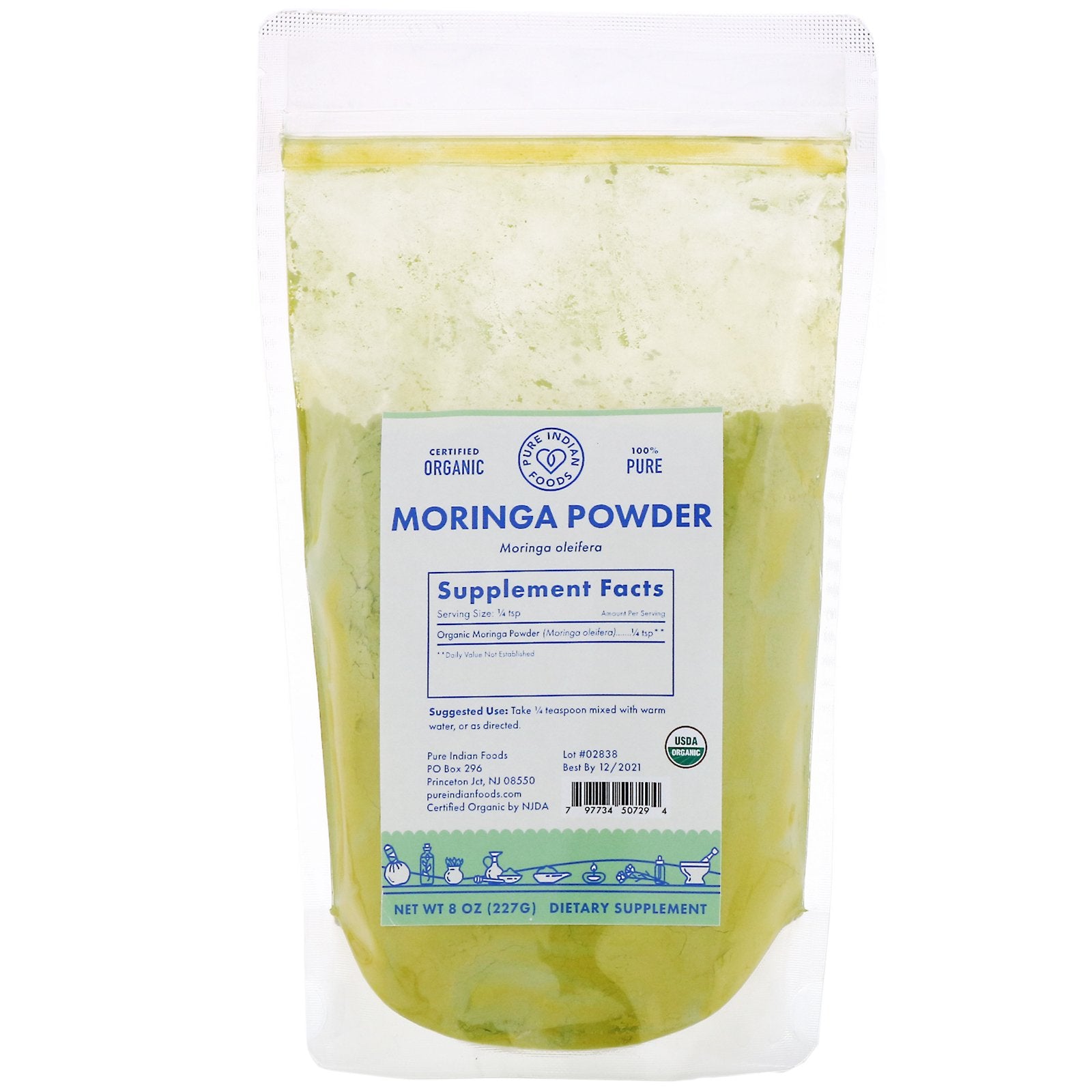 Pure Indian Foods, Organic Moringa Powder, 8 oz (227 g)