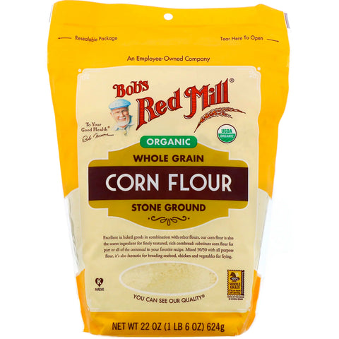 Bob's Red Mill, Organic Corn Flour, Whole Grain, 22 oz (624 g)