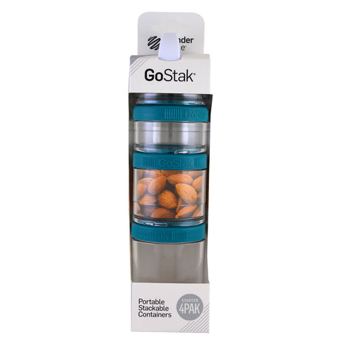 GoStak, Portable Stackable Containers, Teal, Starter 4 Pack