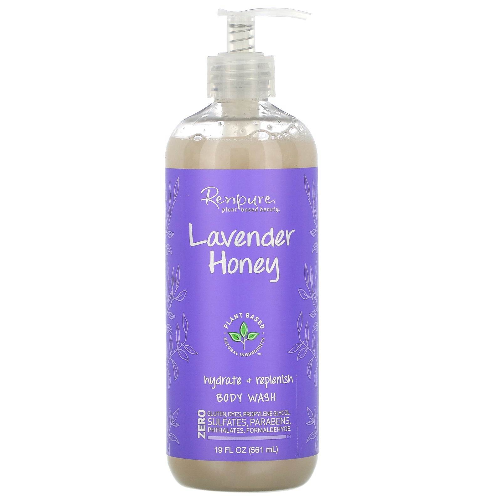 Renpure, Lavender Honey, Hydrate + Replenish Body Wash, 19 fl oz (561 ml)