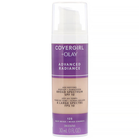 Covergirl, Olay Advanced Radiance, Age-Defying Makeup, SPF 10, 125 Buff Beige, 1 fl oz (30 ml)