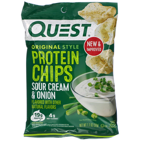 Quest Nutrition, Original Style Protein Chips, Sour Cream & Onion, 12 Pack, 1.1 oz (32 g) Each