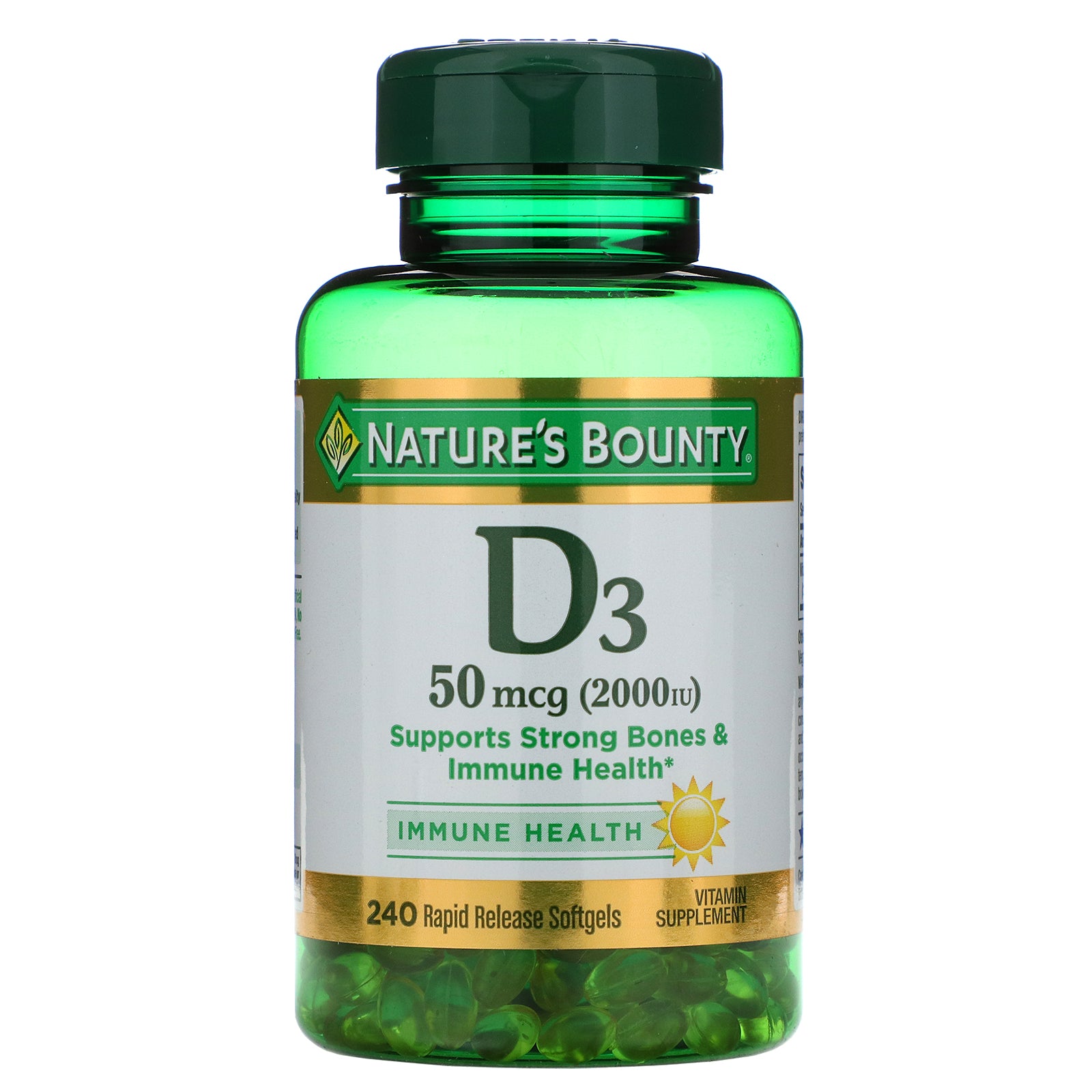 Nature's Bounty, D3, Immune Health, 50 mcg (2,000 IU), 240 Rapid Release Softgels