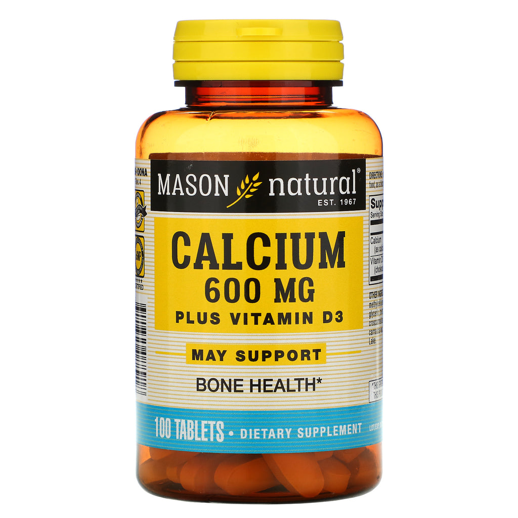 Mason Natural, Calcium Plus Vitamin D3, 600 mg, 100 Tablets