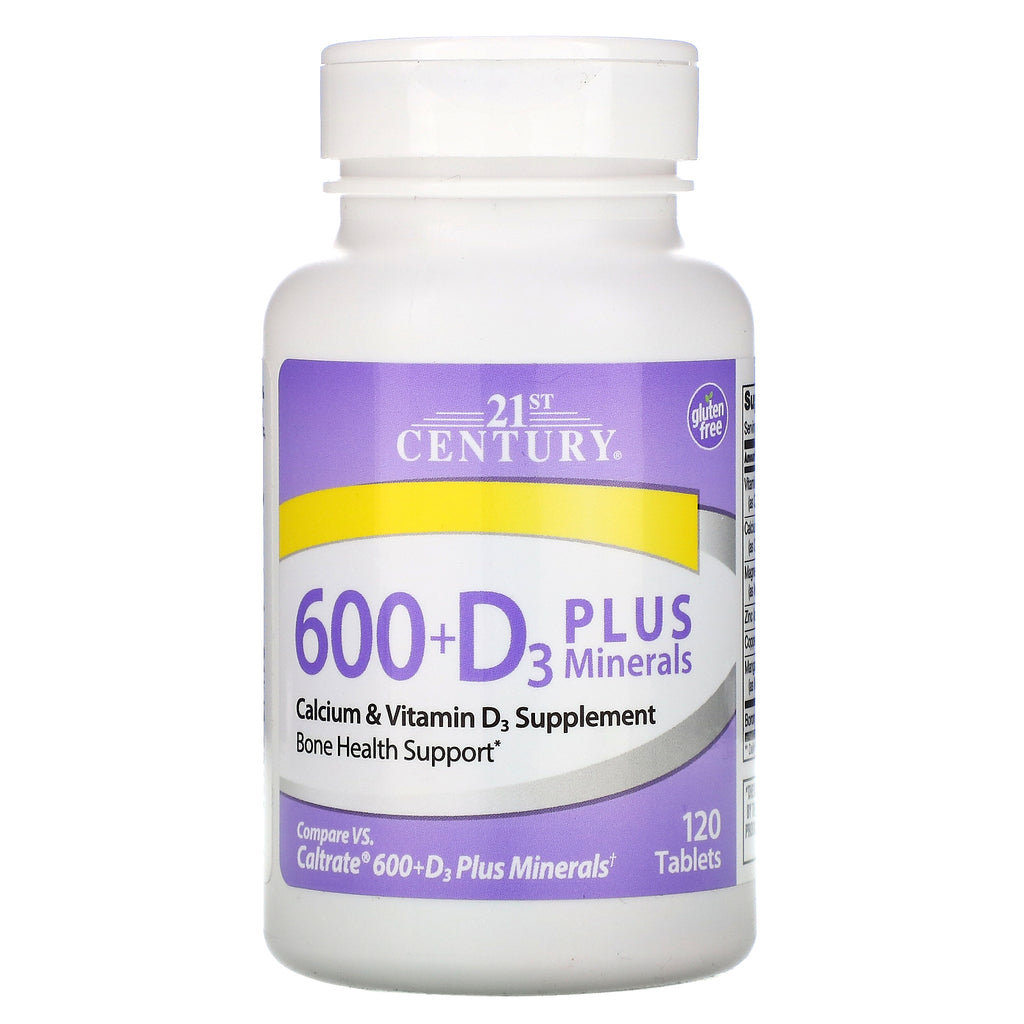 21st Century, 600+D3 Plus Minerals, 120 Tablets