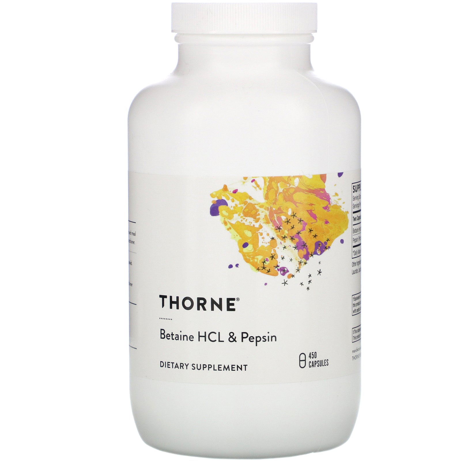 Thorne Research, Betaine HCL & Pepsin, 450 Capsules