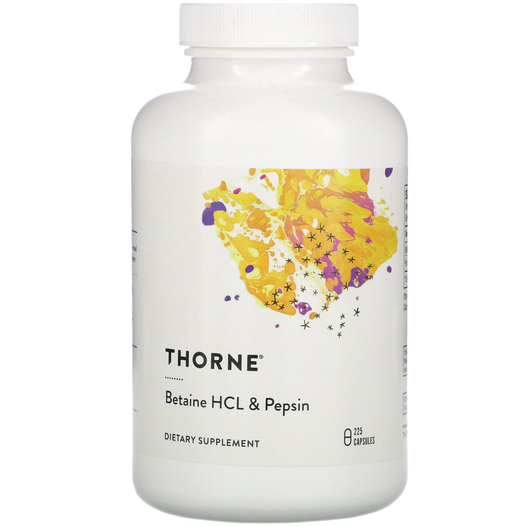 Thorne Research, Betaine HCL & Pepsin, 225 Capsules