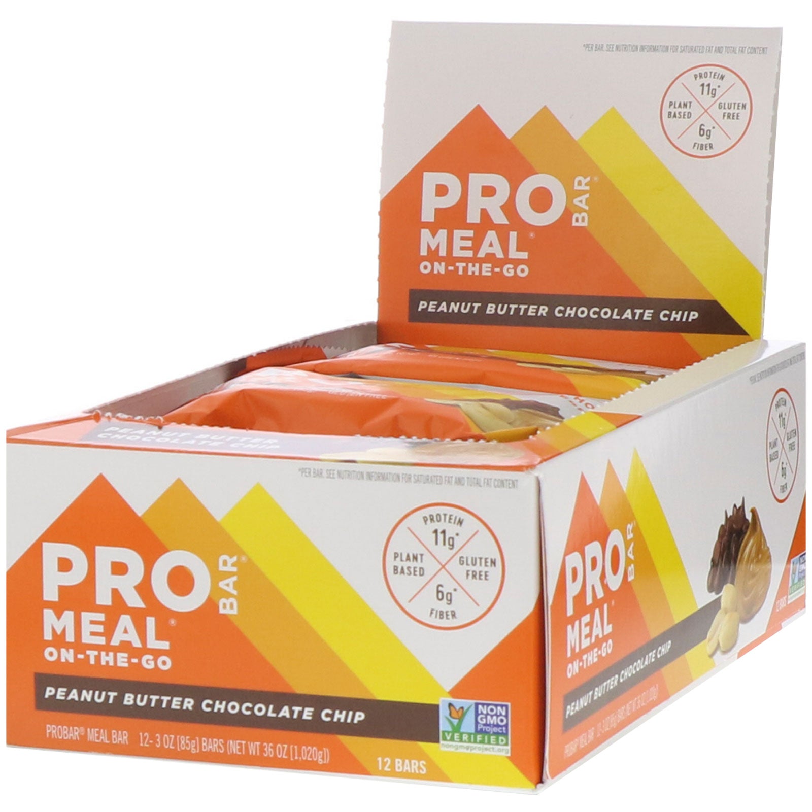 ProBar, Meal On-The-Go, Peanut Butter Chocolate Chip, 12 Bars, 3 oz (85 g) Each