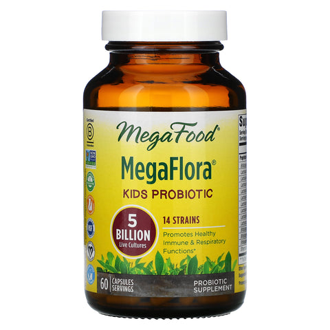 MegaFood, Kids Probiotic, MegaFlora, 5 Billion CFU, 60 Capsules (Ice)