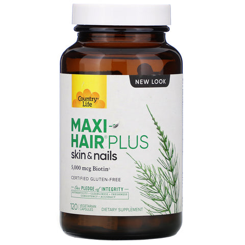 Country Life, Maxi-Hair Plus, 5,000 mcg, 120 Vegetarian Capsules