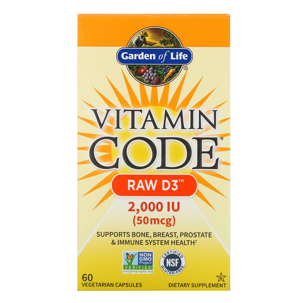 Garden of Life, Vitamin Code, RAW D3, 50 mcg (2,000 IU), 60 Vegetarian Capsules