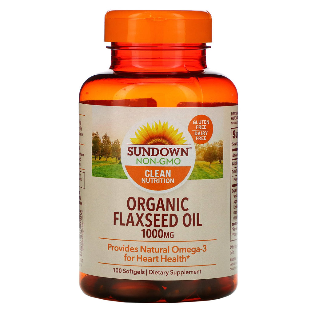 Sundown Naturals, Organic Flaxseed Oil, 1,000 mg, 100 Softgels