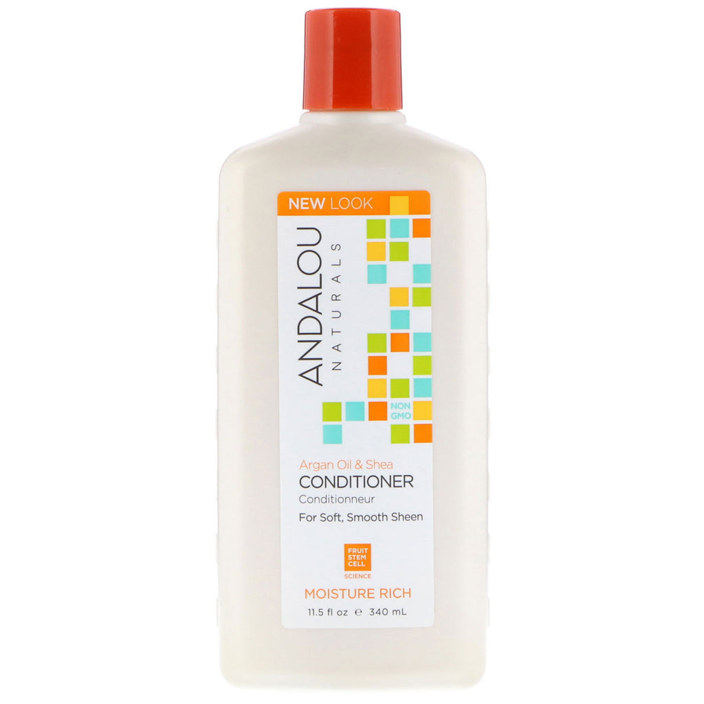 Andalou Naturals, Conditioner, Moisture Rich, For Soft, Smooth Sheen, Argan Oil & Shea, 11.5 fl oz (340 ml)