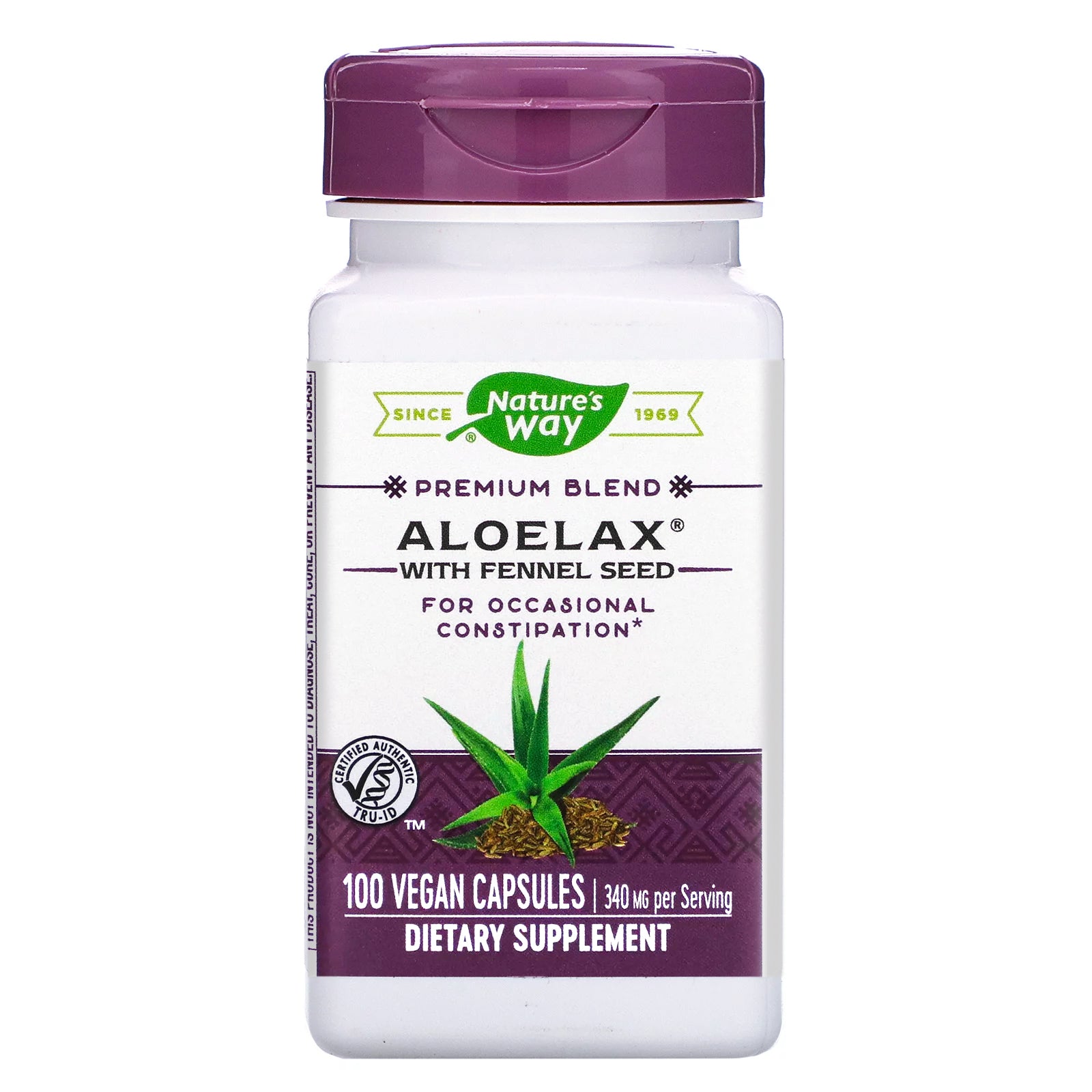 Nature's Way, Aloelax with Fennel Seed, 340 mg, 100 Vegan Capsules