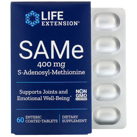 Life Extension, SAMe, S-Adenosyl-Methionine, 400 mg, 60 Enteric Coated Tablets