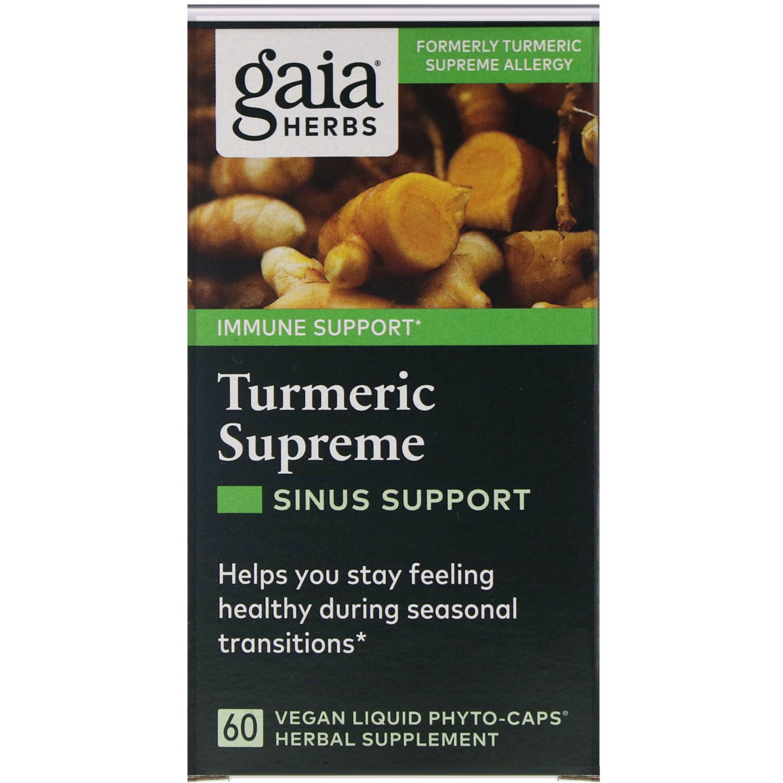 Gaia Herbs, Turmeric Supreme, Sinus Support, 60 Vegan Liquid Phyto-Caps