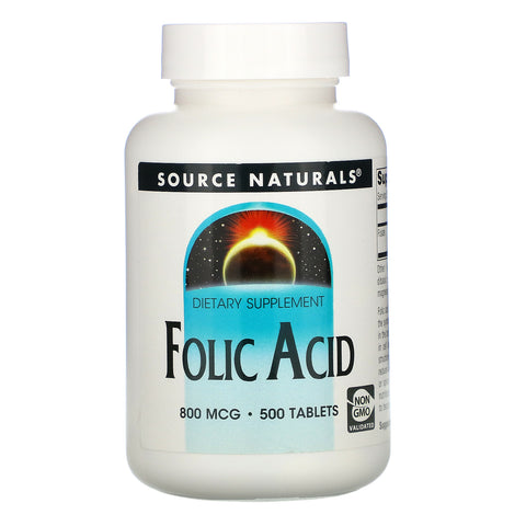 Source Naturals, Folic Acid, 800 mcg, 500 Tablets