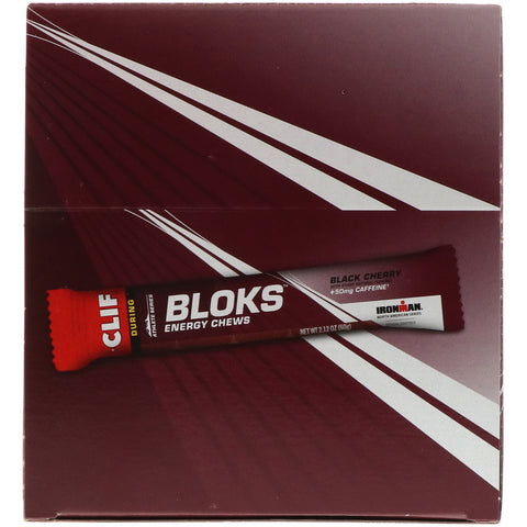 Clif Bar, Bloks Energy Chews, Black Cherry Flavor + 50 mg Caffeine, 18 Packets, 2.12 oz (60 g) Each